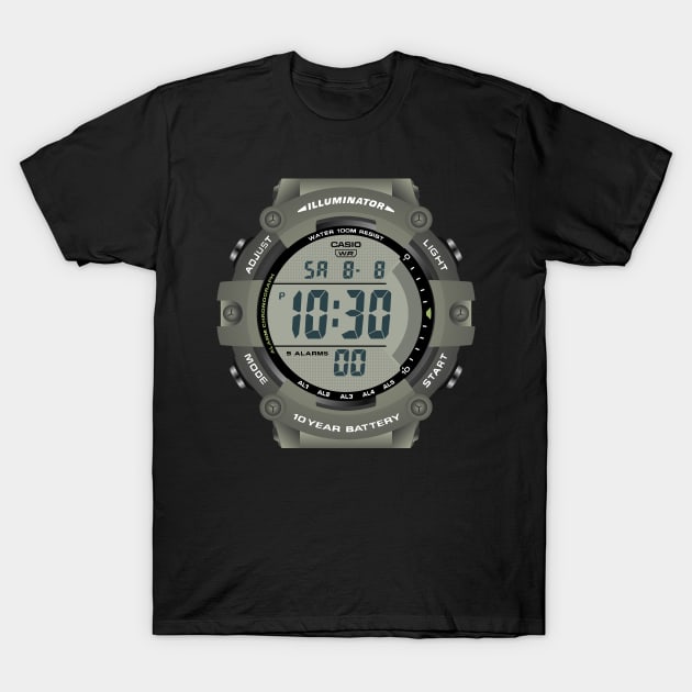 Casio AE1500 Green T-Shirt by RadDadArt